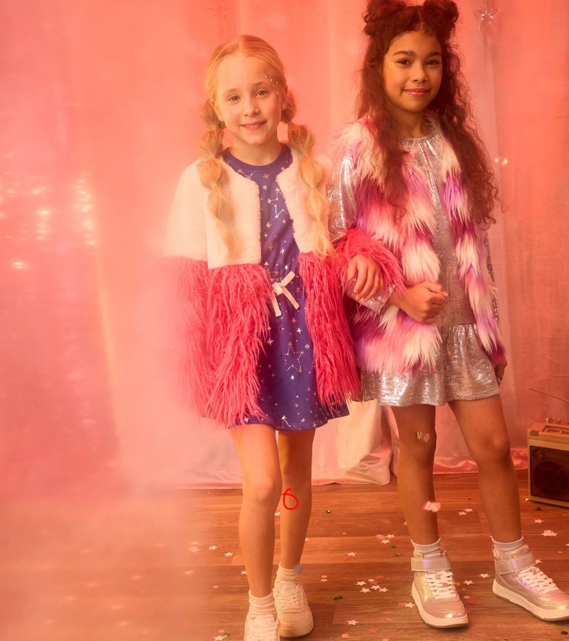 Sale Girls Sheer Pink Faux Fur Jacket Sweaters