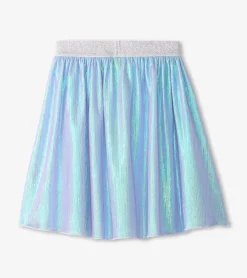 Sale Girls Silver Metallic Mid Length Skirt Bottoms