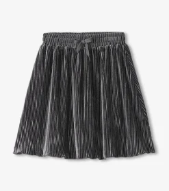 Online Girls Silver Shine Pleated Velour Skirt Bottoms