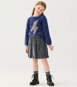 Online Girls Silver Shine Pleated Velour Skirt Bottoms