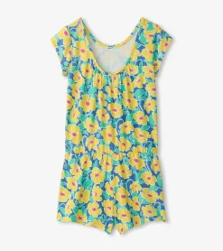 Discount Girls Sleepy Poppies Faux Romper Rompers