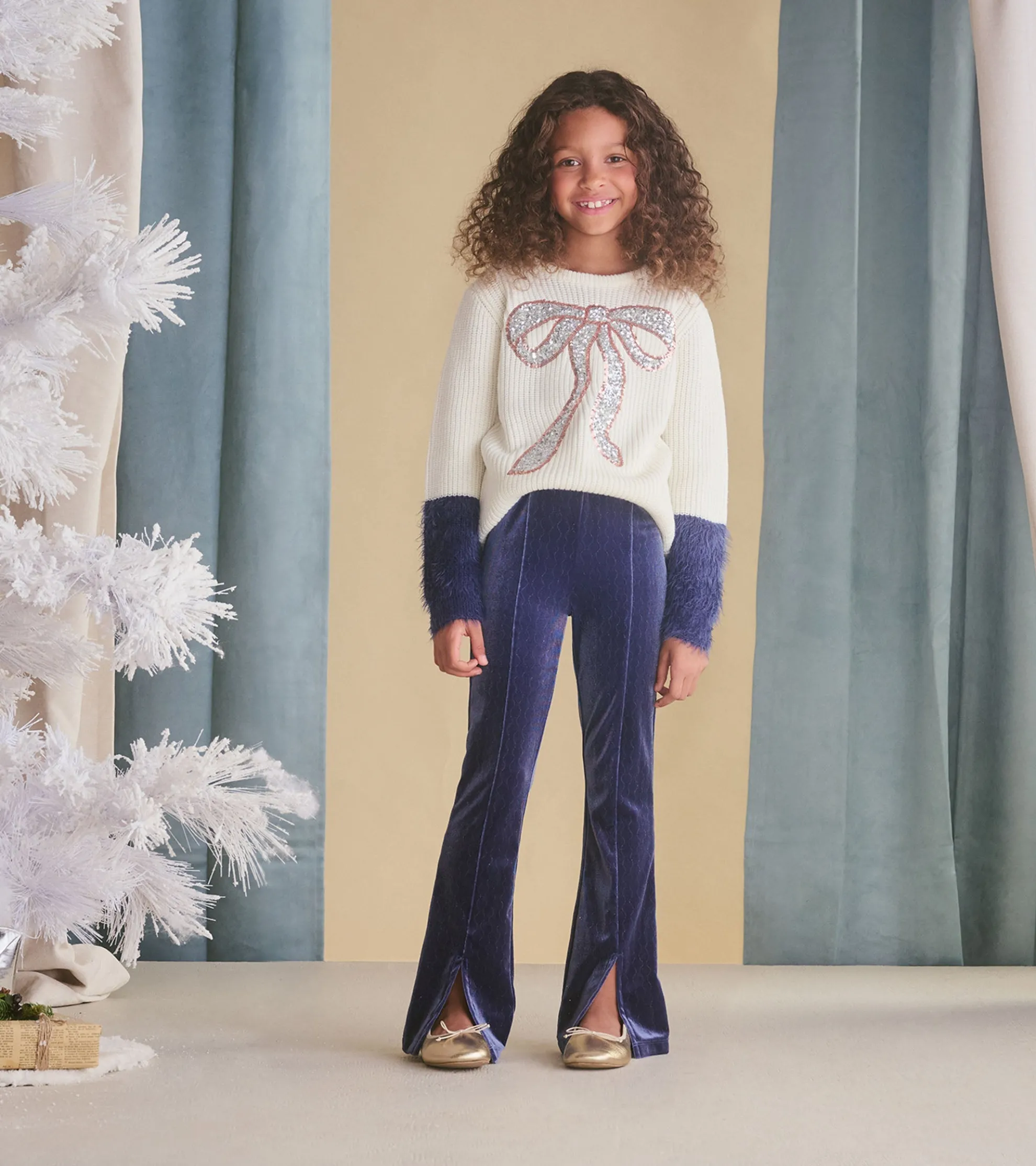 Online Girls Sparkle Wave Stretchy Flared Pants Bottoms