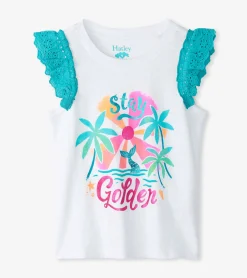 Outlet Girls Stay Golden Ruffle Sleeve Tank Top Tops