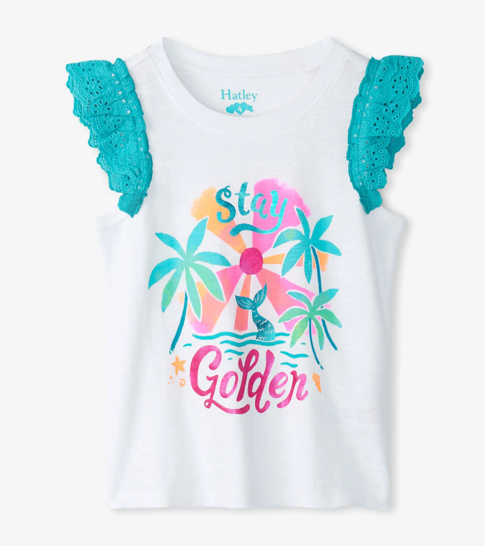 Outlet Girls Stay Golden Ruffle Sleeve Tank Top Tops