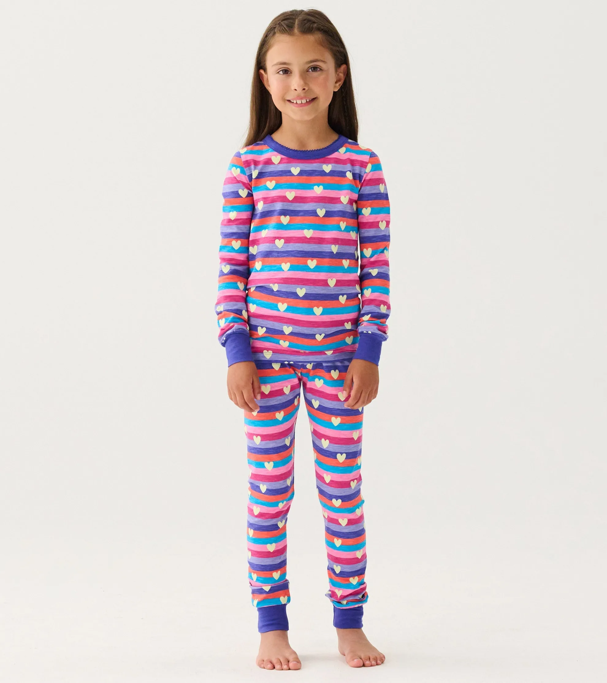 New Girls Stripes & Hearts Pajama Set Sleepwear|Sleepwear