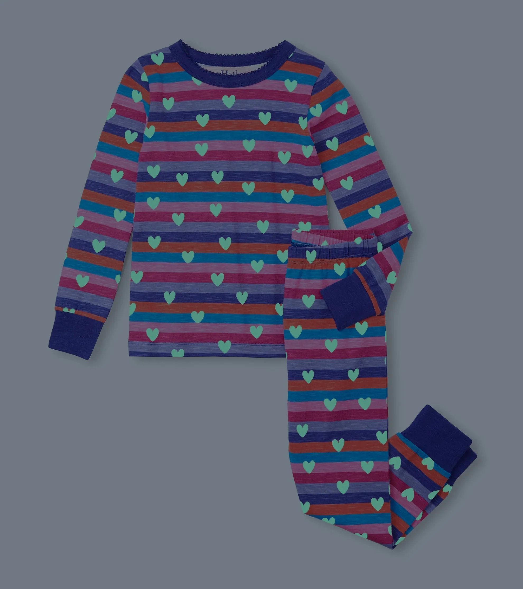 New Girls Stripes & Hearts Pajama Set Sleepwear|Sleepwear