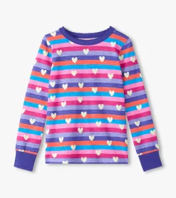 New Girls Stripes & Hearts Pajama Set Sleepwear|Sleepwear