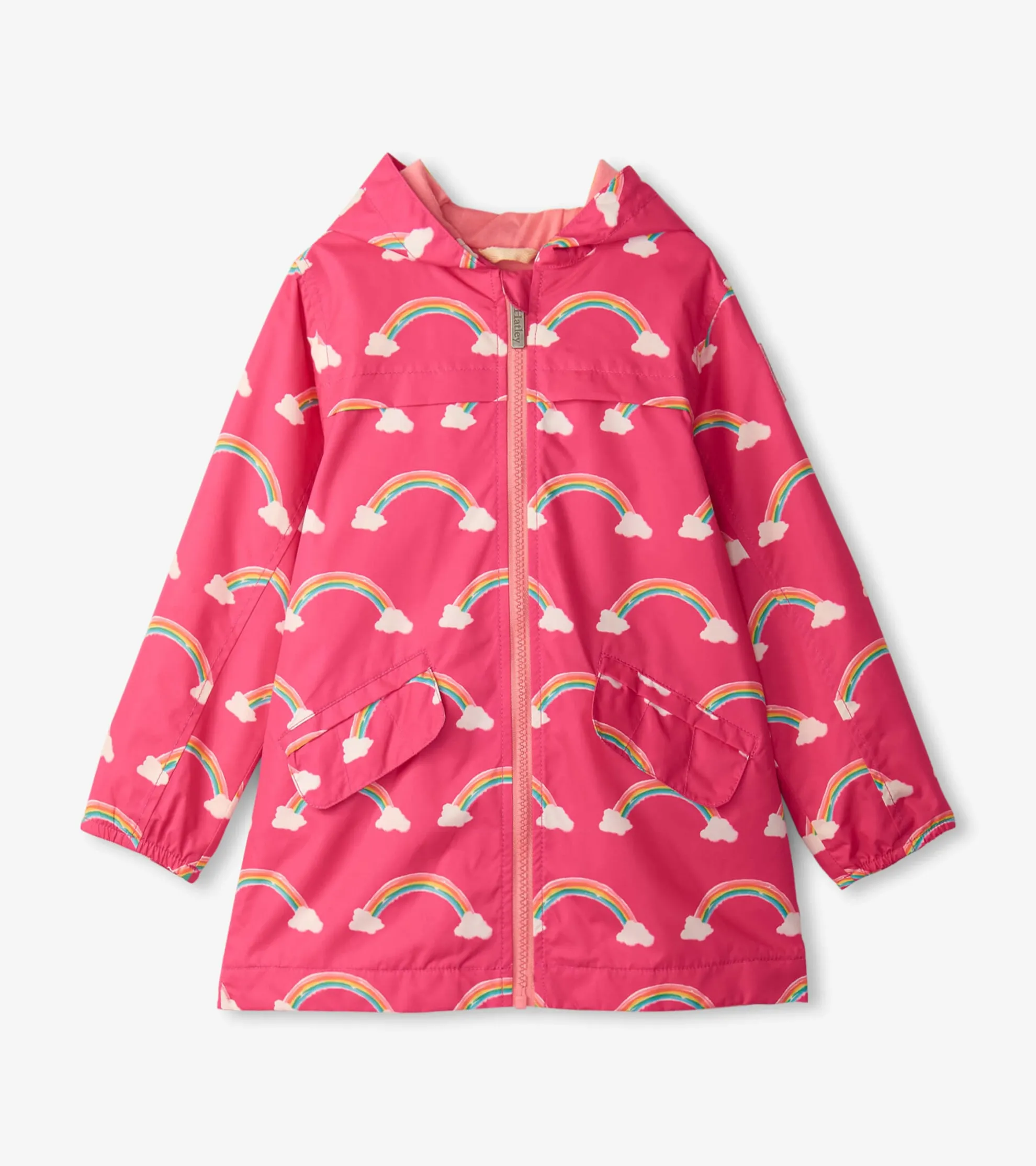 Discount Girls Summer Rainbow Zip-Up Lightweight Rain Jacket Rainwear|Rainwear