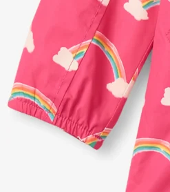 Discount Girls Summer Rainbow Zip-Up Lightweight Rain Jacket Rainwear|Rainwear