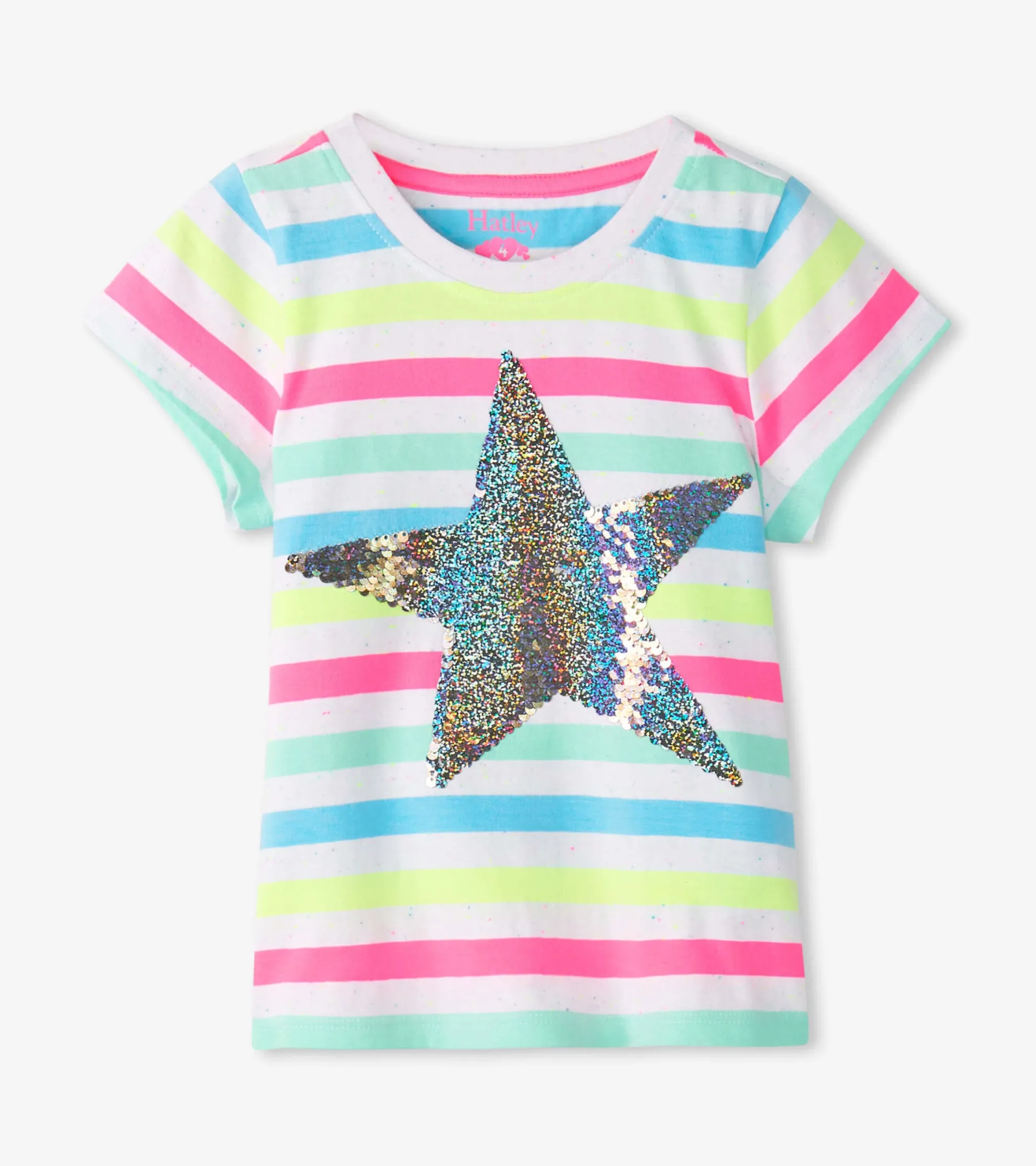 Girls Summer Sea Stripes Graphic Tee Tops