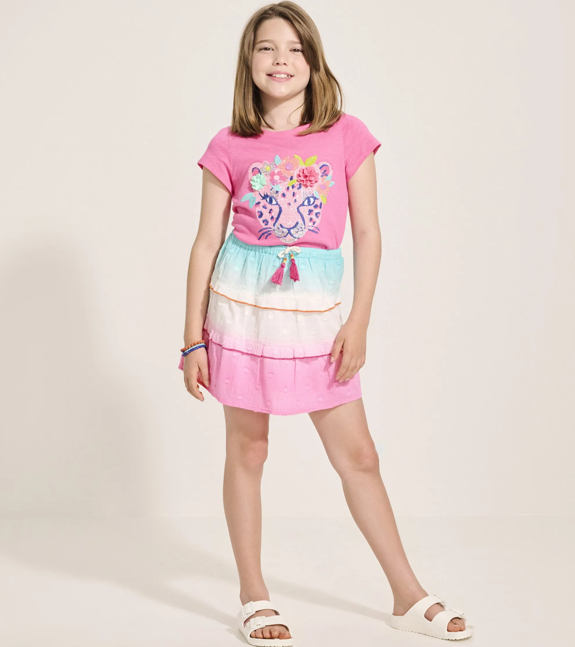 Clearance Girls Summer Waves Tiered Skirt Bottoms