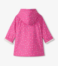 Discount Girls Tiny Dots Sherpa Lined Button-Up Rain Jacket Rainwear|Rainwear