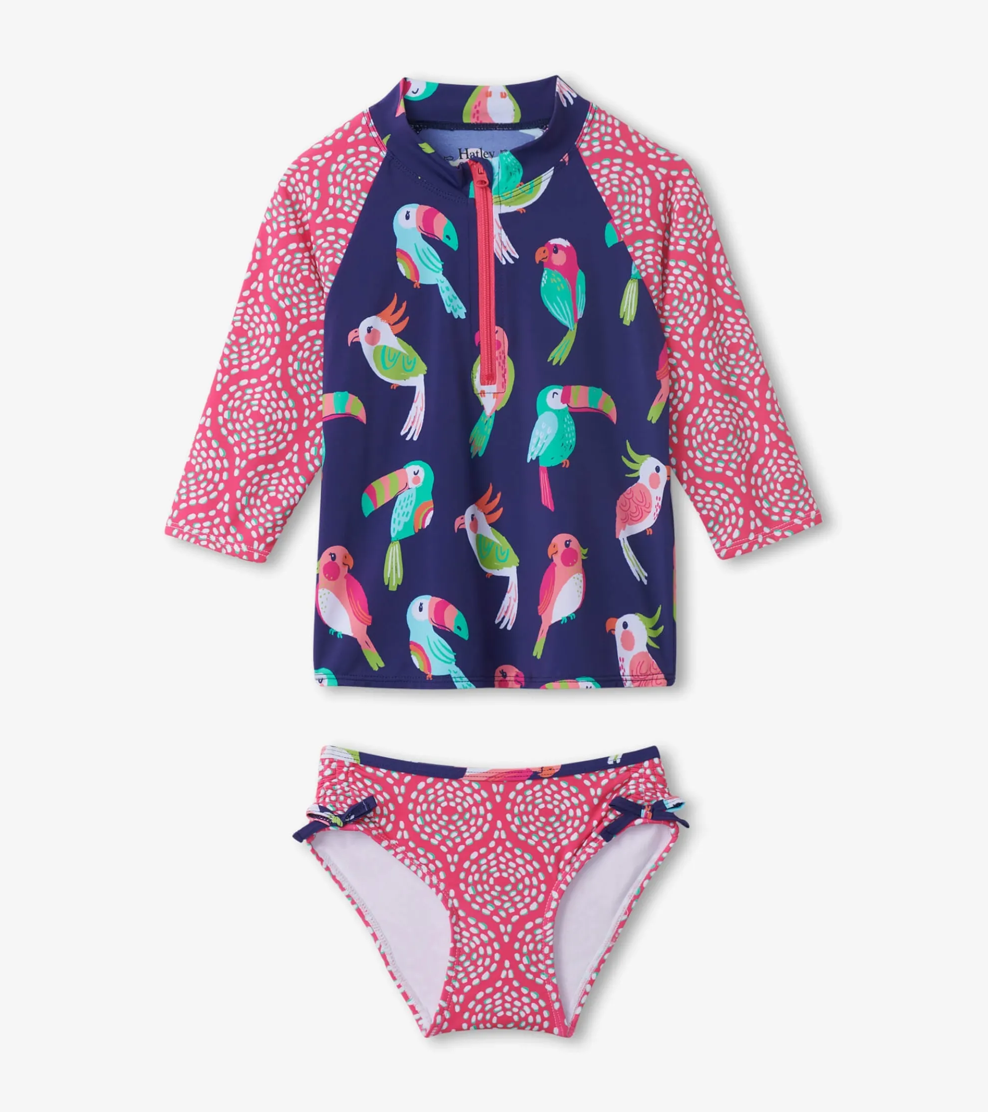 Girls Tropical Birds Rashguard Set Swimwear|Swimwear