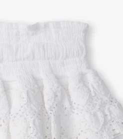 Clearance Girls White Hearts Floaty Skort Bottoms