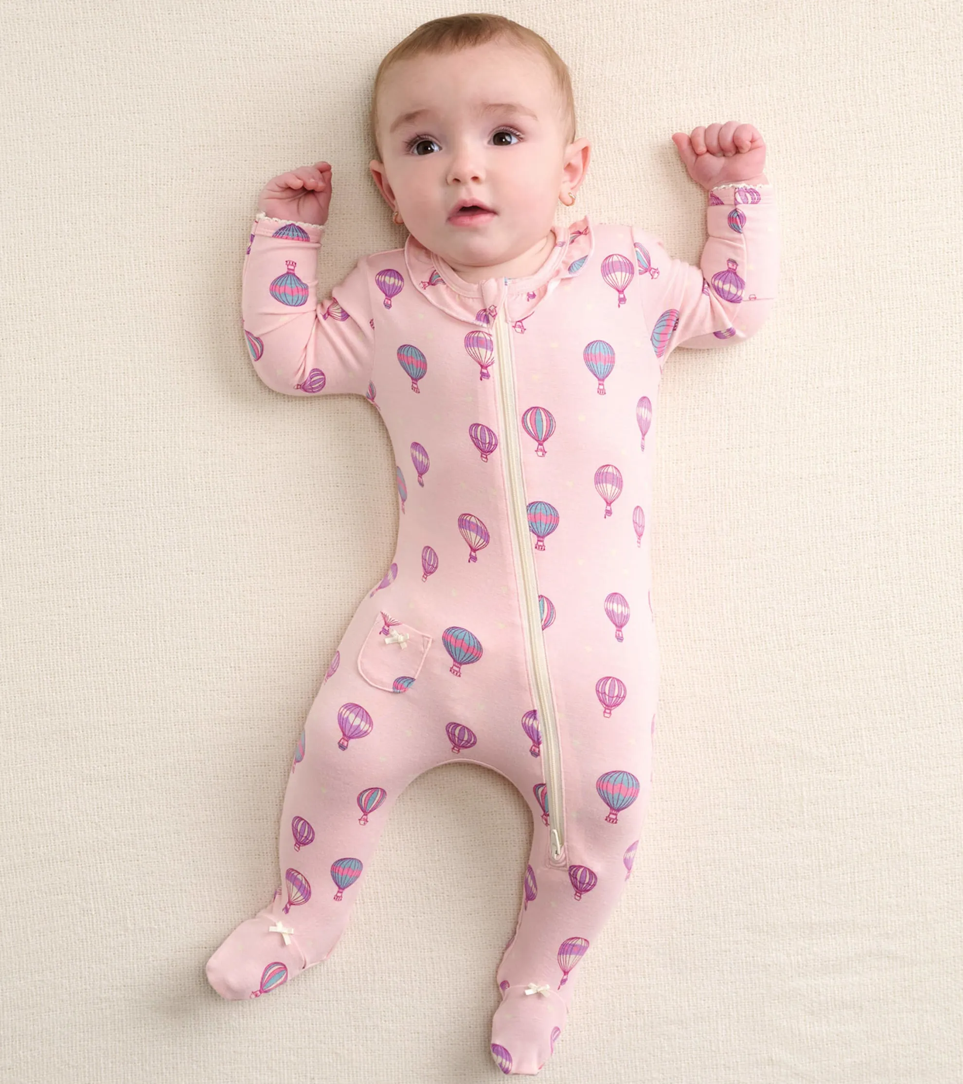 Sale Hot Air Balloons Newborn Ruffle Footed Sleeper Sleepwear|Sleepwear