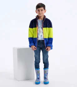Sale Kids Blue & Green Fleece Jacket BOY Outerwear|Sweaters