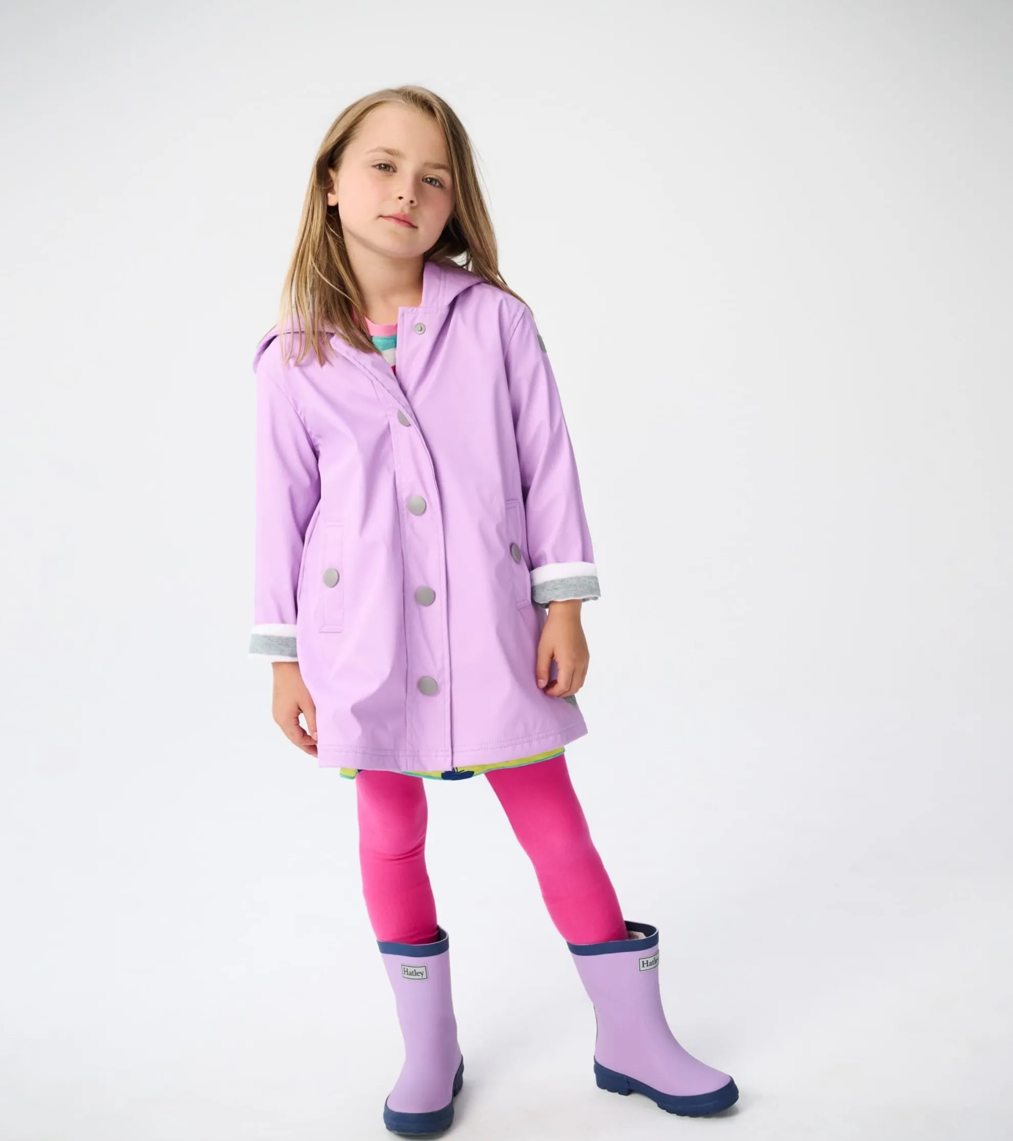 Kids Lilac And Navy Matte Rain Boots Rainwear|Rainwear