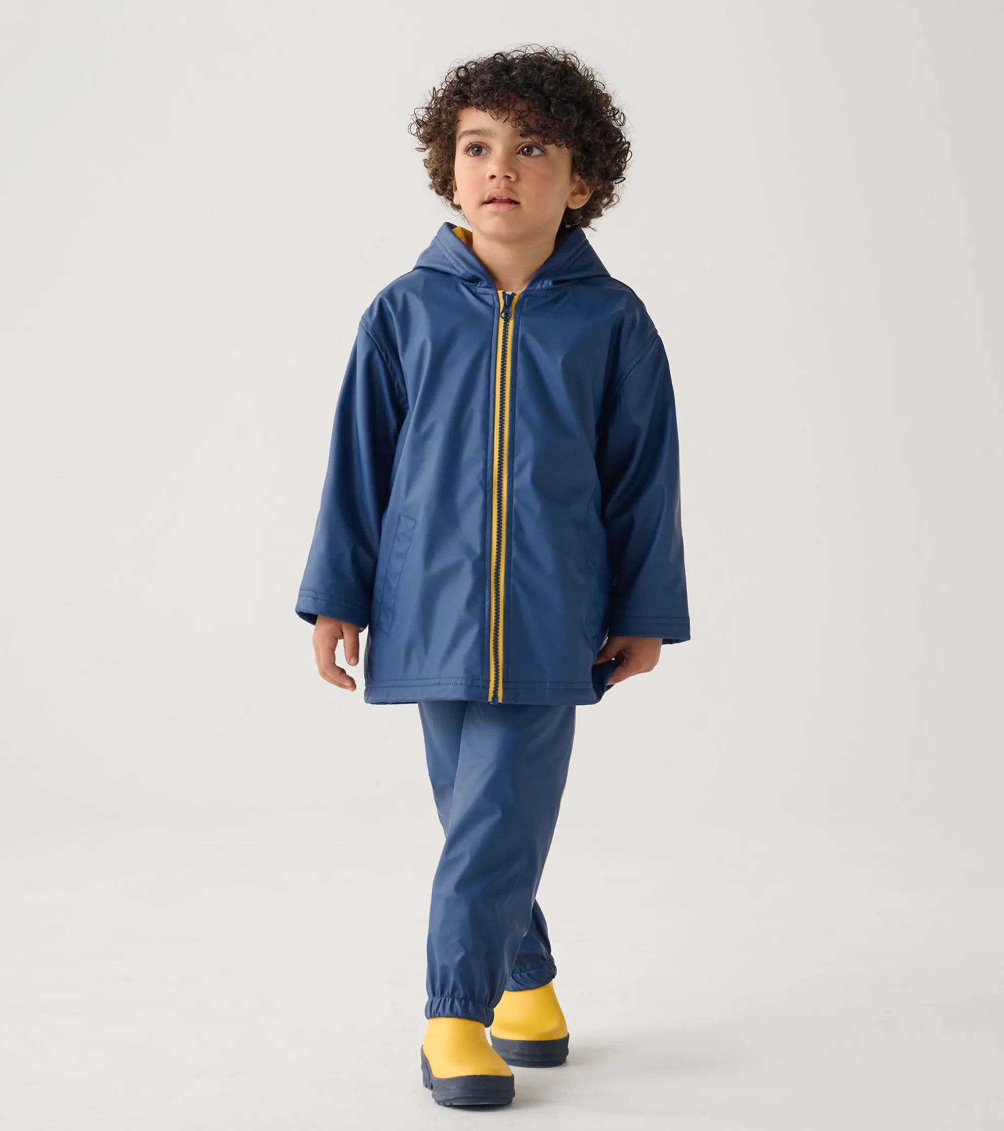 Online Kids Navy Zip-Up Rain Jacket BOY Rainwear|Rainwear