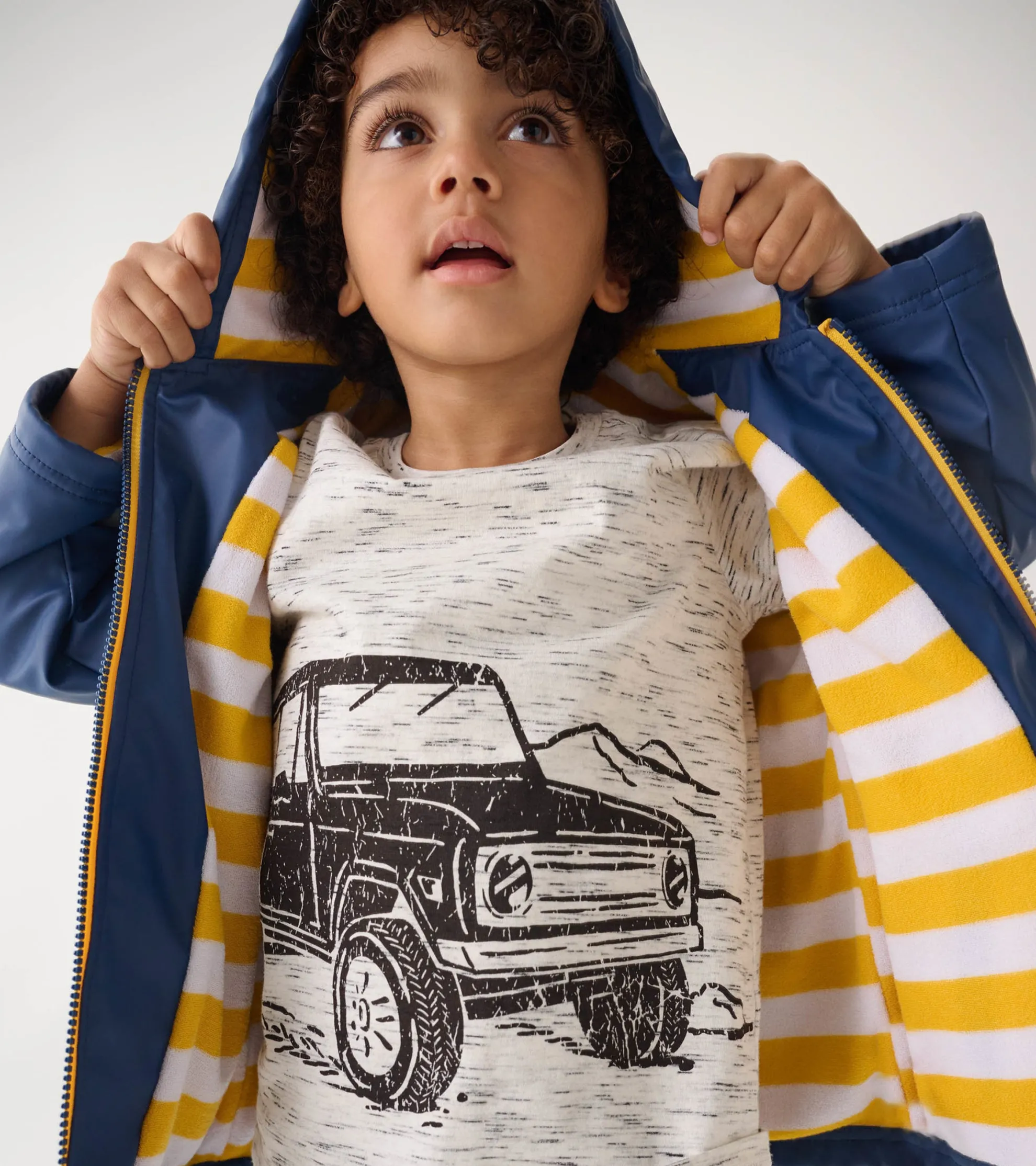 Online Kids Navy Zip-Up Rain Jacket BOY Rainwear|Rainwear
