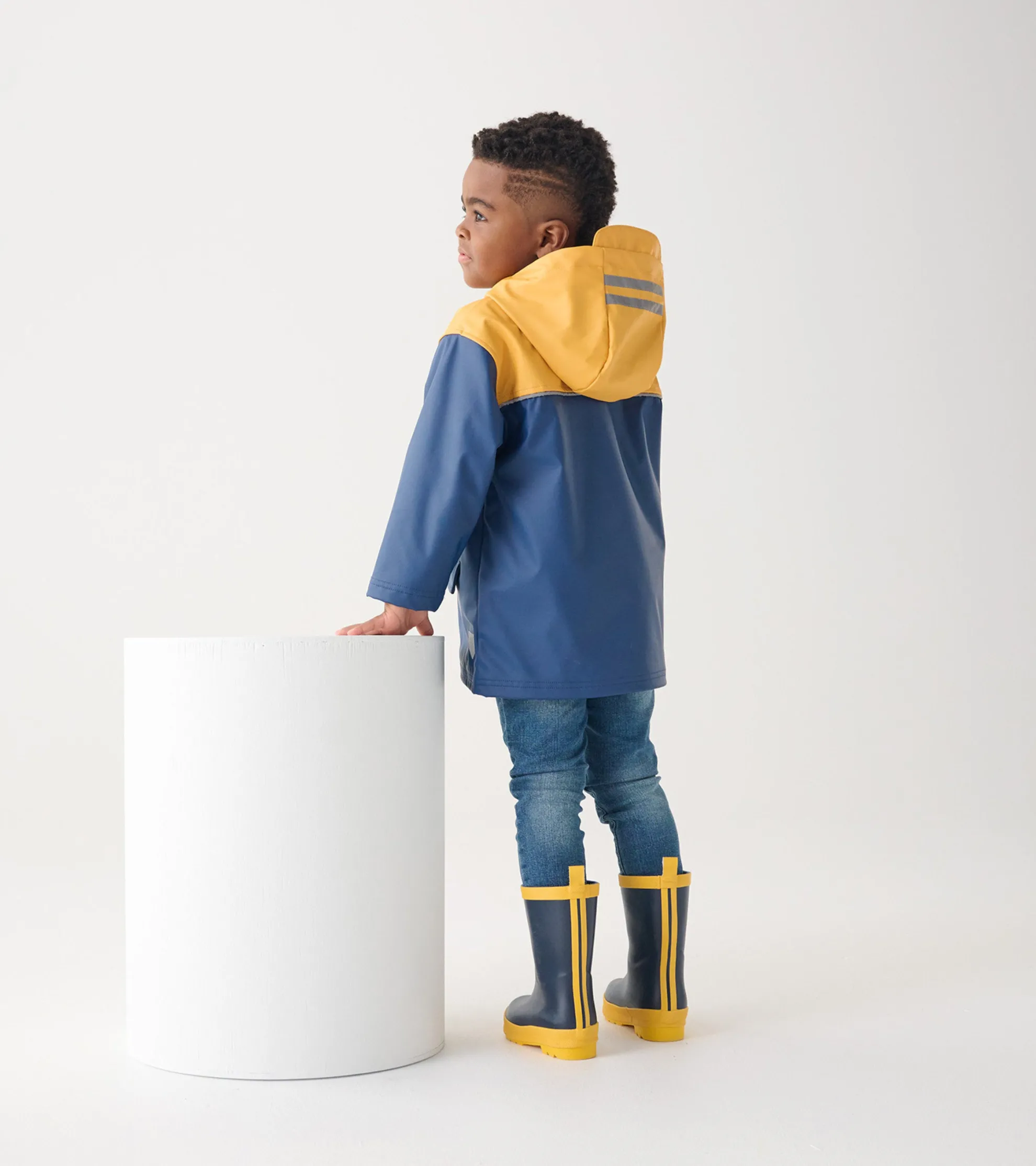 New Kids Yellow & Navy Zip-Up Rain Jacket BOY Rainwear|Rainwear