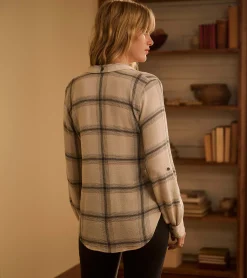 Outlet Lila Button Down - Cream Plaid Women Tops