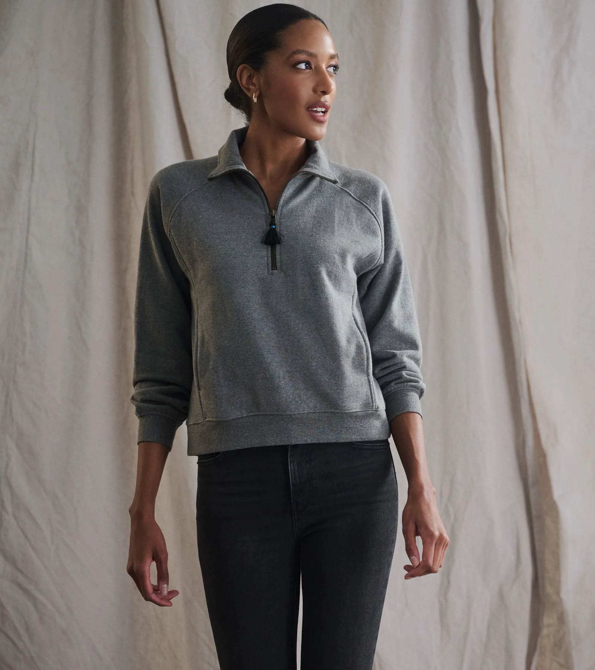 Best Mock Neck Pullover - Charcoal Heather Women Sweaters
