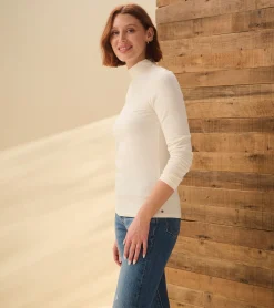Discount Mock Neck Top - Cream White Women Tops