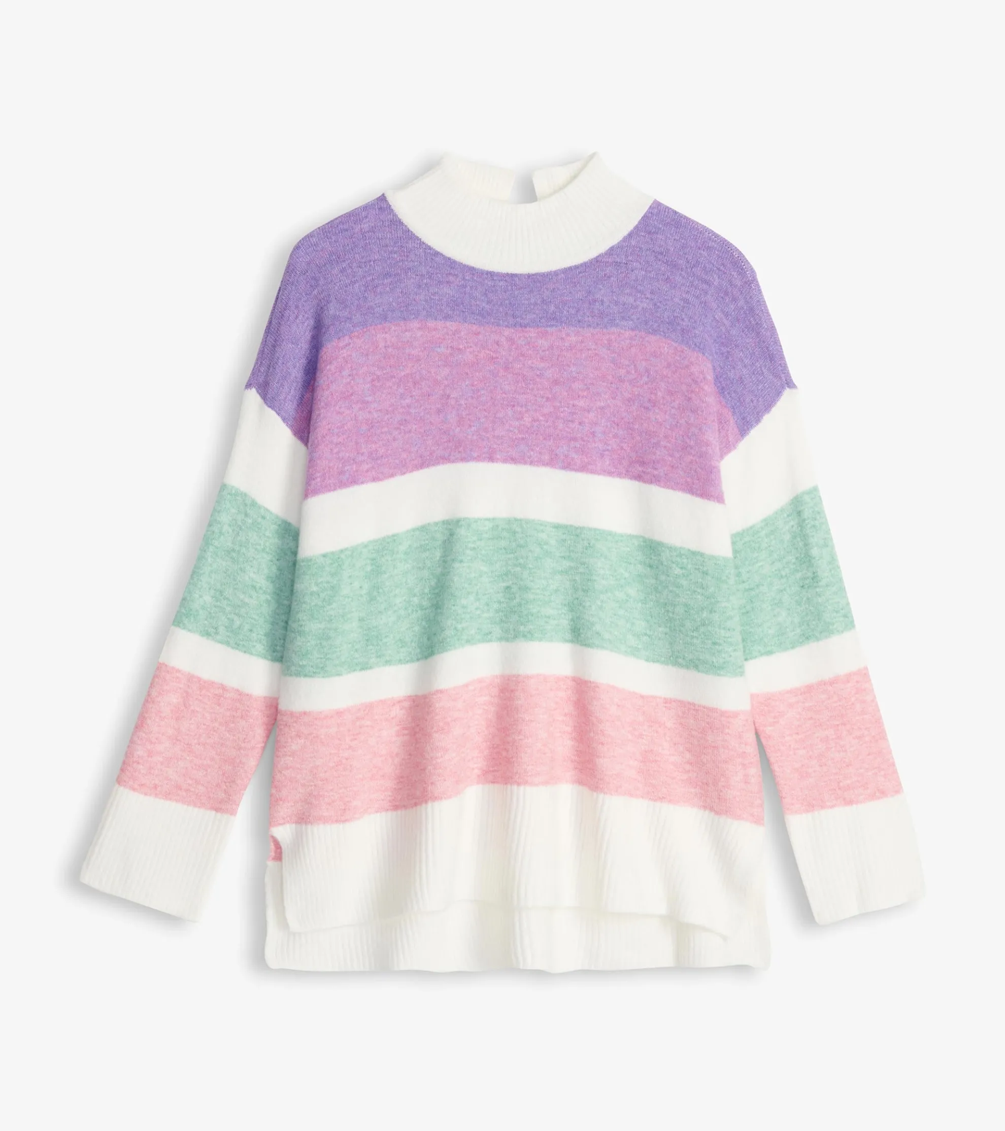 Hot Mock Neck Tunic - Sunrise Colour Block Women Sweaters|Tops