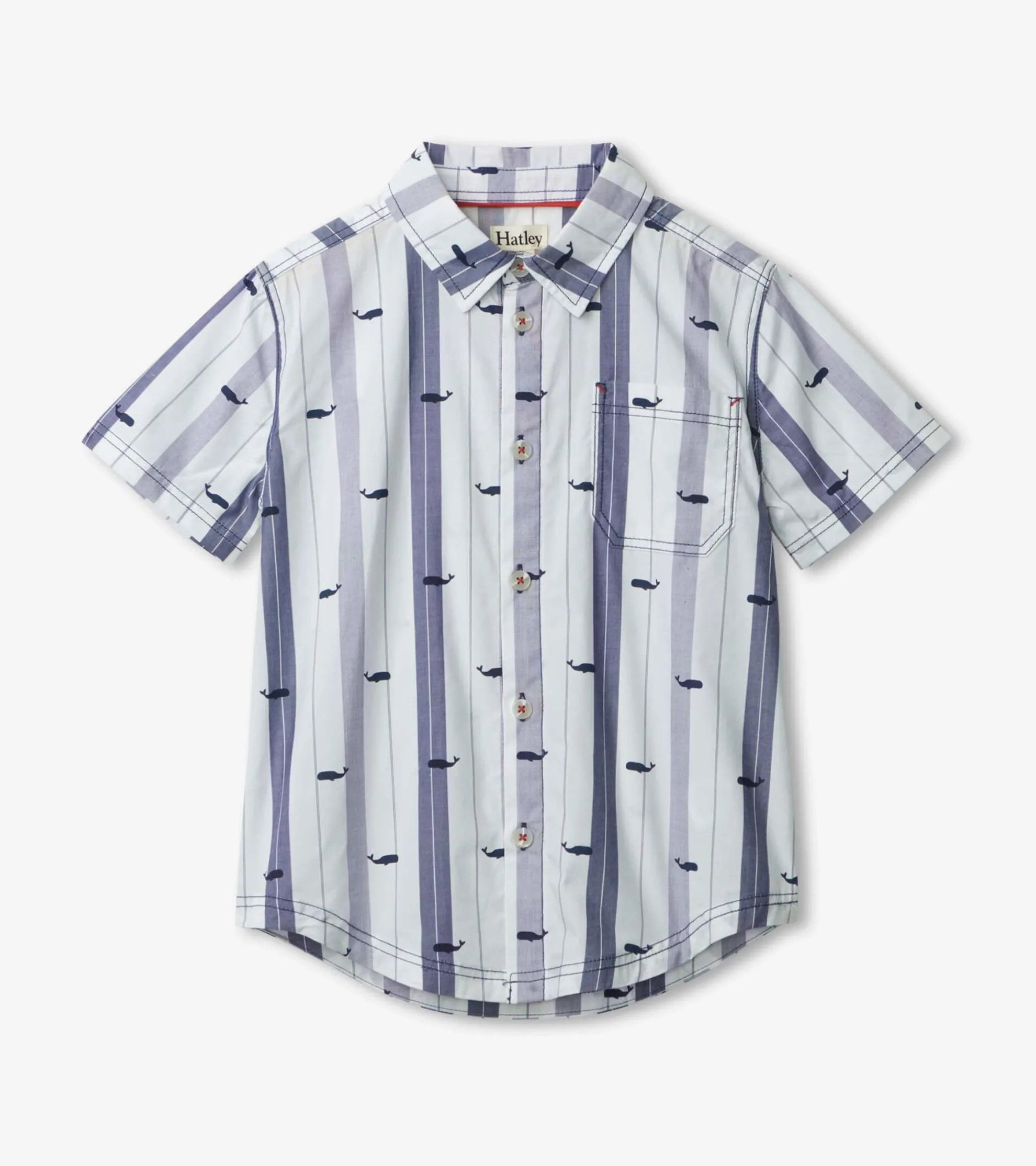 Nautical Whales Short Sleeve Button Down Shirt BOY Tops
