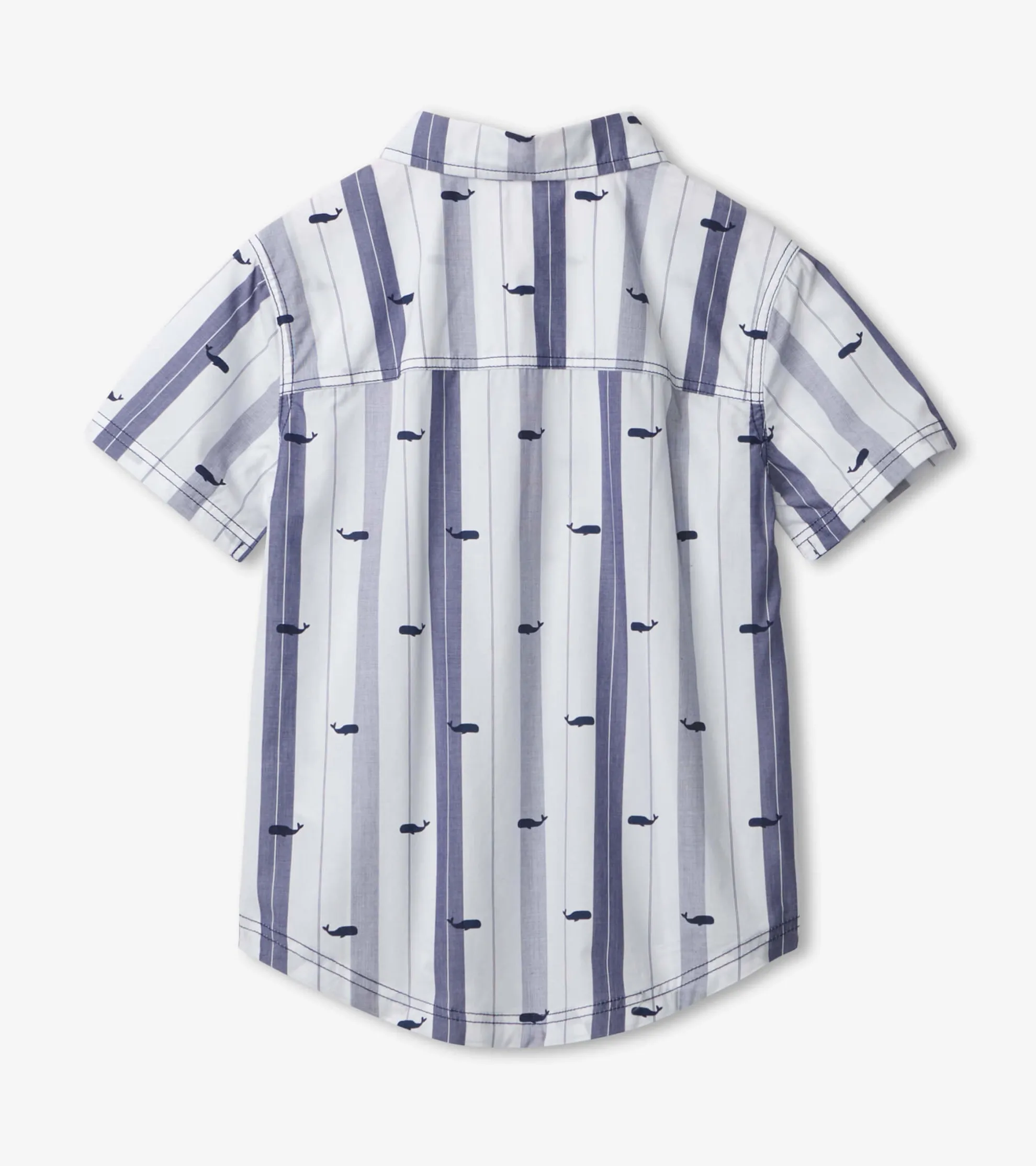 Nautical Whales Short Sleeve Button Down Shirt BOY Tops
