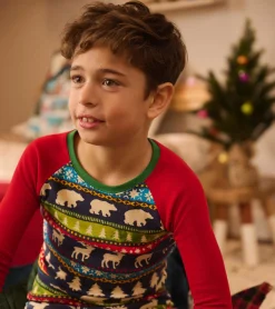 Outlet Navy Painted Fairisle Raglan Kids Organic Cotton Pajama Set BOY Sleepwear|Sleepwear