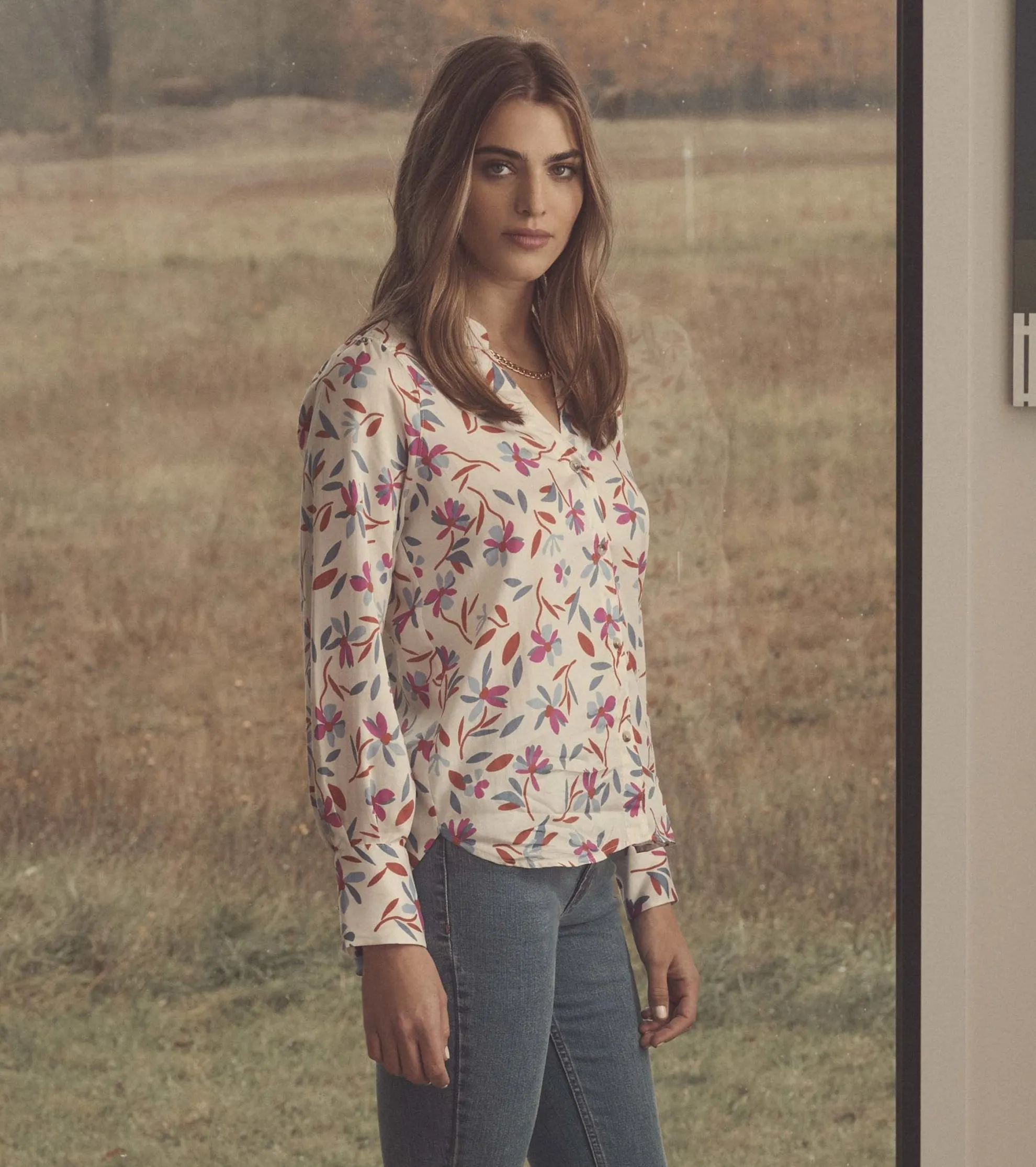 Sale Olivia Blouse - Deconstructed Floral Women Tops