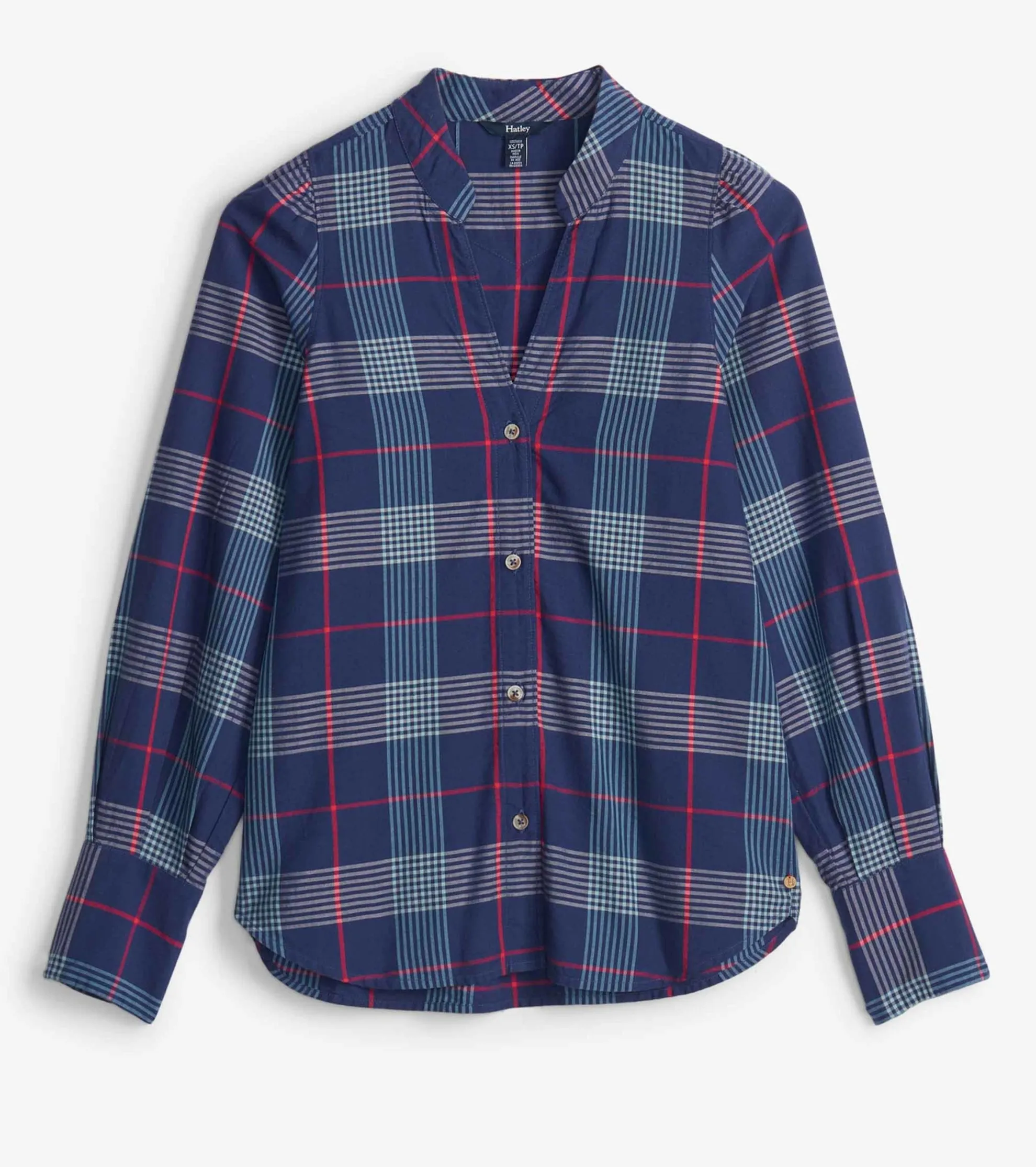 Hot Olivia Blouse - Patriot Blue Plaid Women Tops