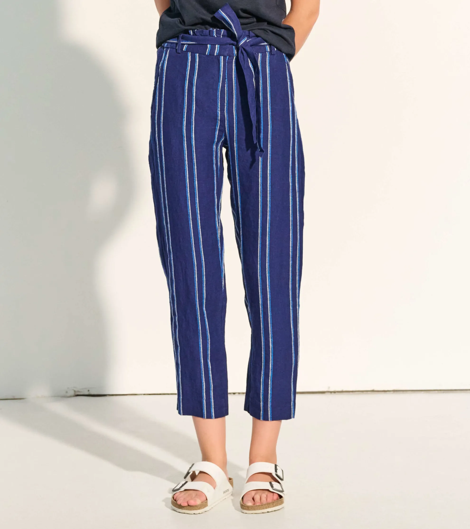 Outlet Paper Bag Pants - Beach Stripes Women Bottoms