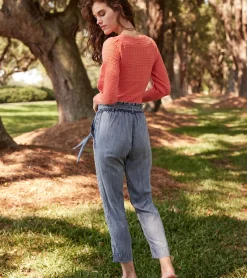 New Paper Bag Pants - Blue Acid Rinse Women Bottoms