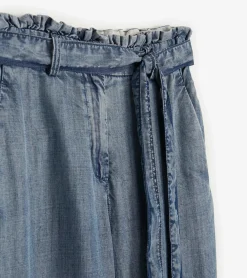 New Paper Bag Pants - Blue Acid Rinse Women Bottoms
