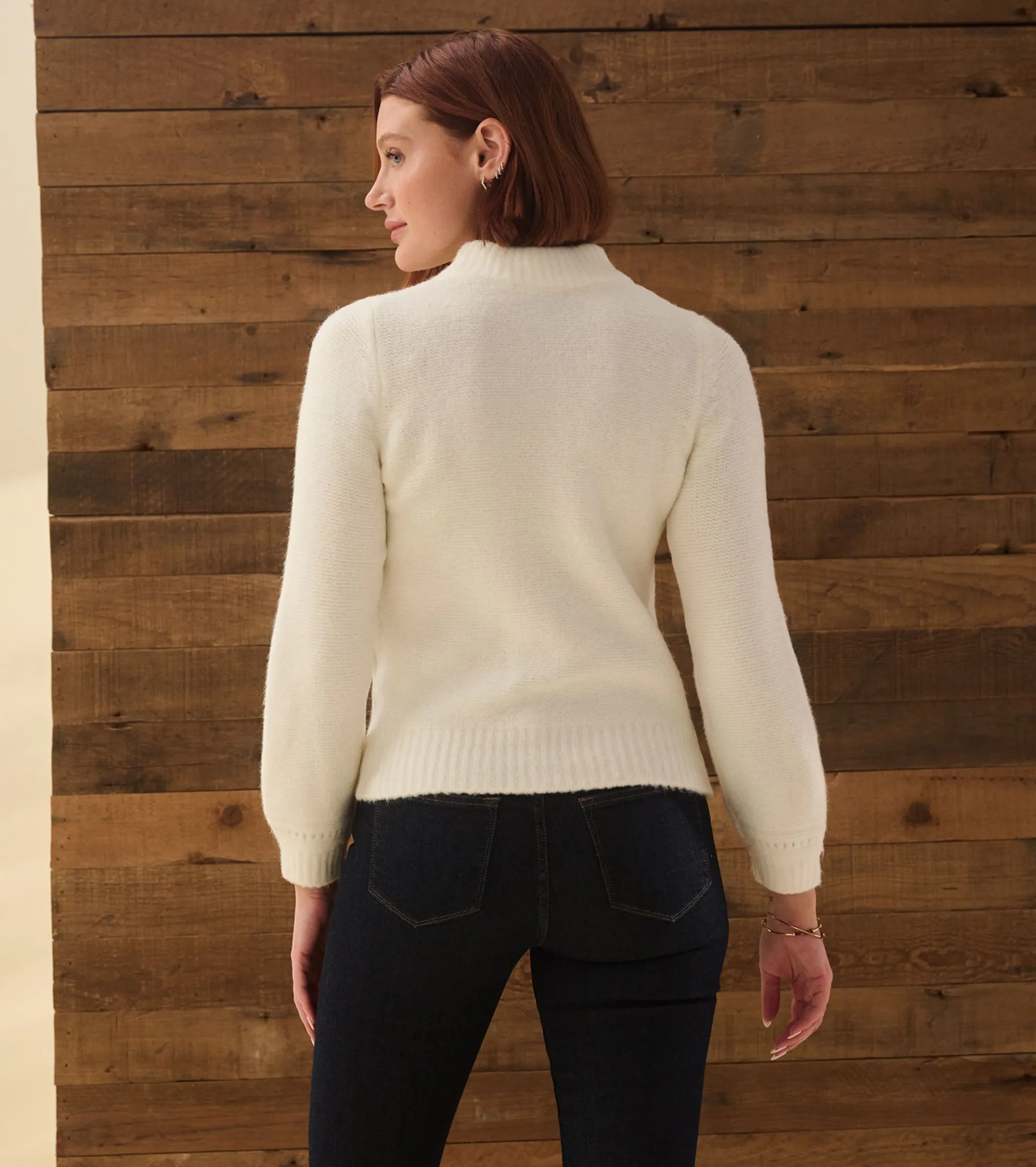 Discount Petal Cable Sweater - Winter White Women Sweaters