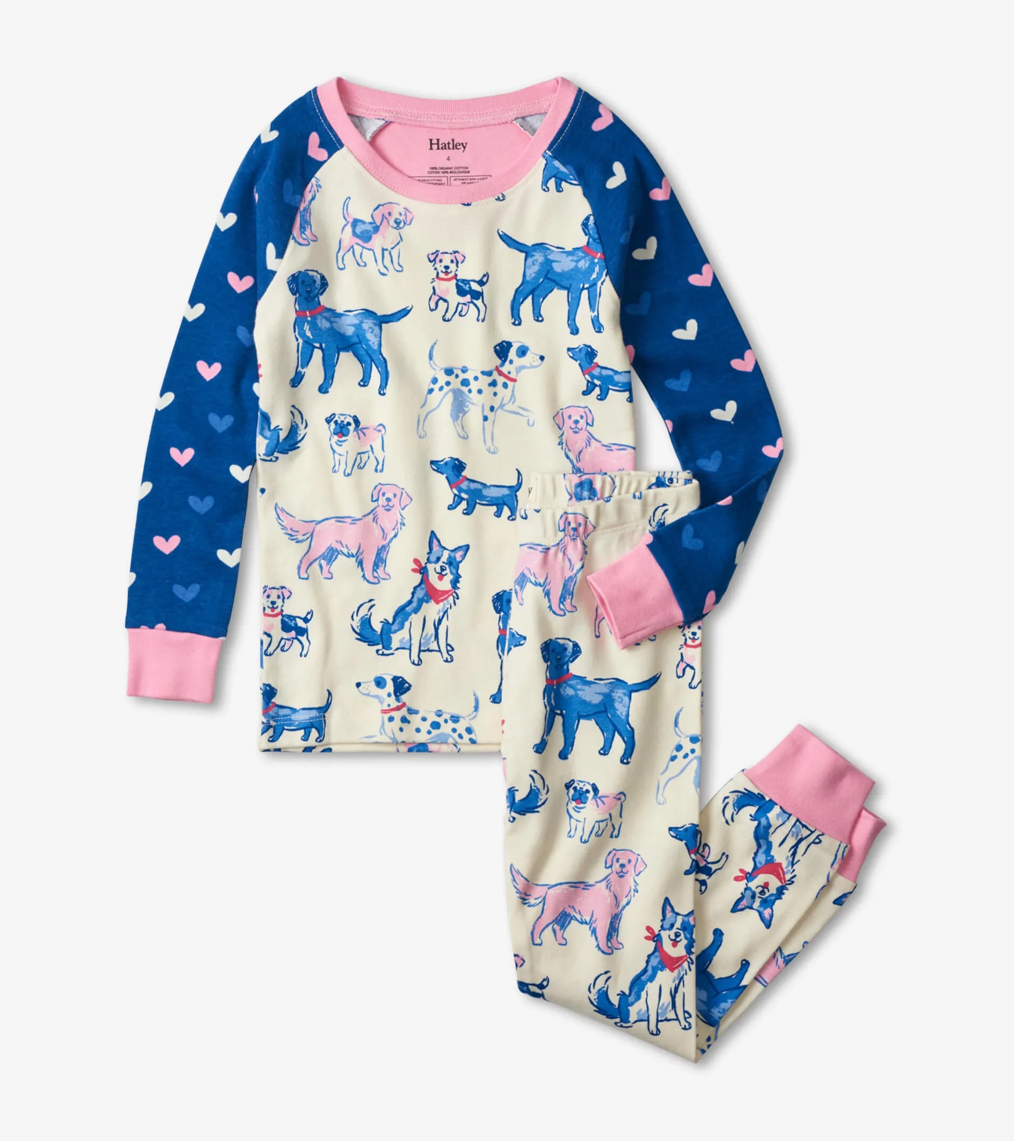 Discount Pink Pups Organic Cotton Raglan Pajama Set Sleepwear|Sleepwear