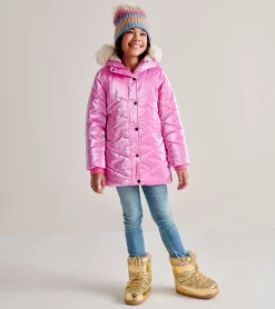 New Pink Star Kids Puffer Jacket Outerwear