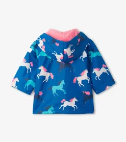 Outlet Prancing Horses Colour Changing Terry Lined Baby Rain Jacket Rainwear|Rainwear