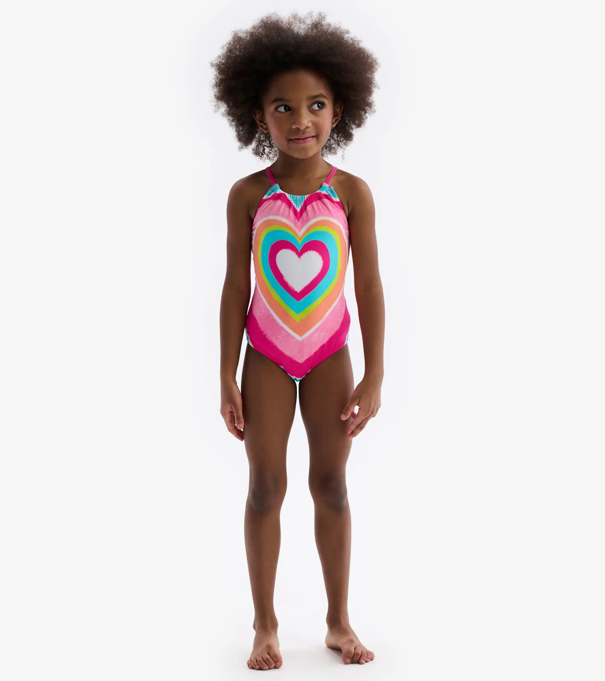 Hot Psychedelic Heart Gather Front Swimsuit Swimwear|Swimwear