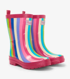 Discount Rainbow Stripes Shiny Kids Rain Boots Rainwear|Rainwear