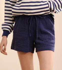 Best Santorini Shorts - Navy Gauze Women Bottoms