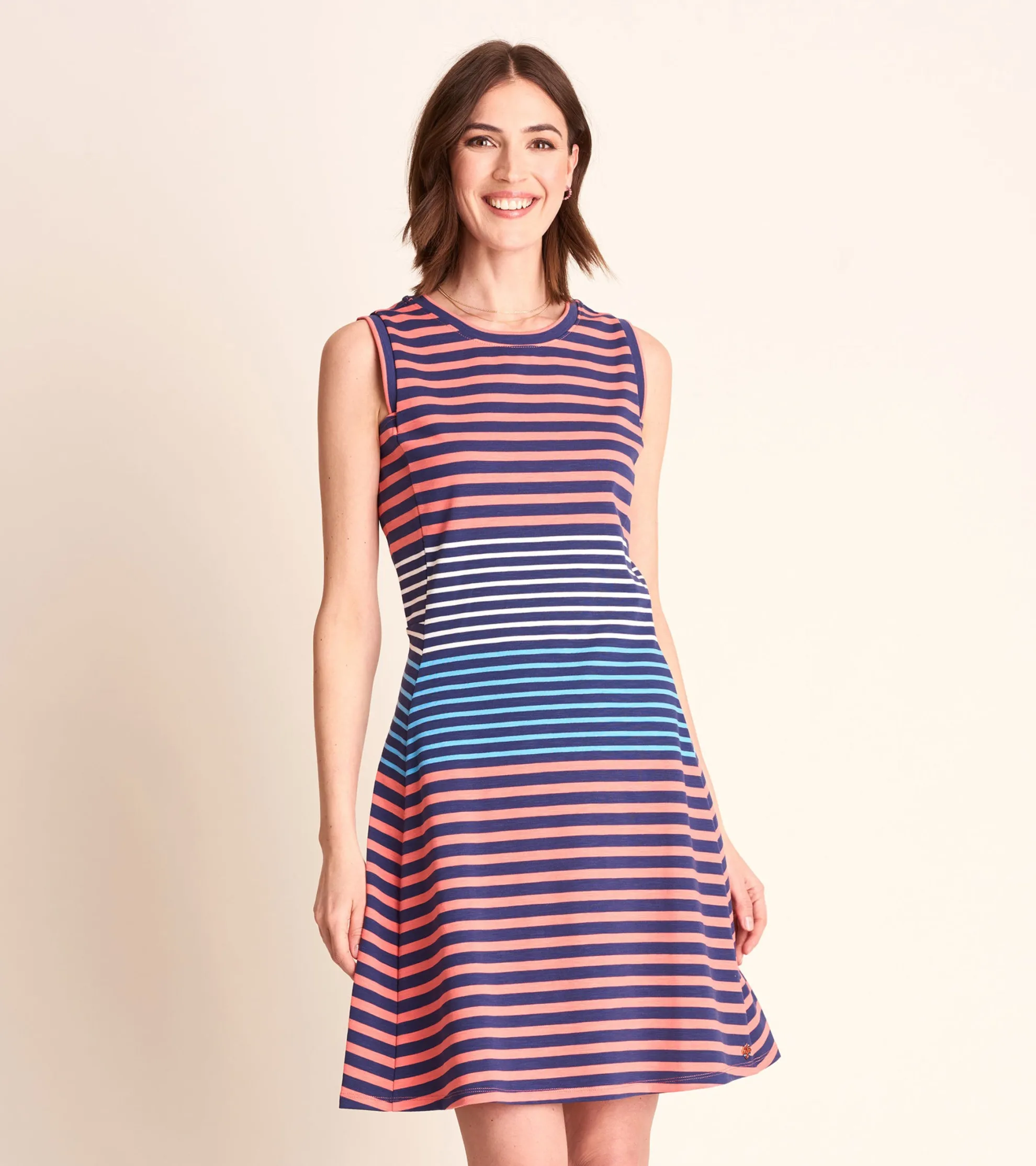 Hot Sarah Dress - Navy and Coral Stripes Women Dresses