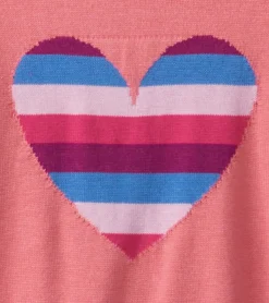 New Striped Heart Ruffle Sleeve Sweater Sweaters