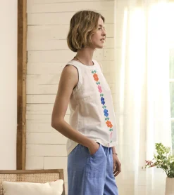 Sale Tessa Tank Top - Embroidered Flowers Women Tops