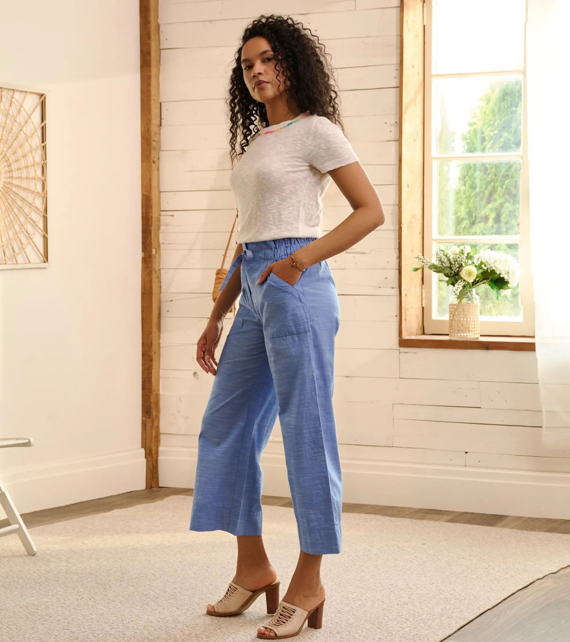 Clearance Tie Front Pants - Chambray Women Bottoms