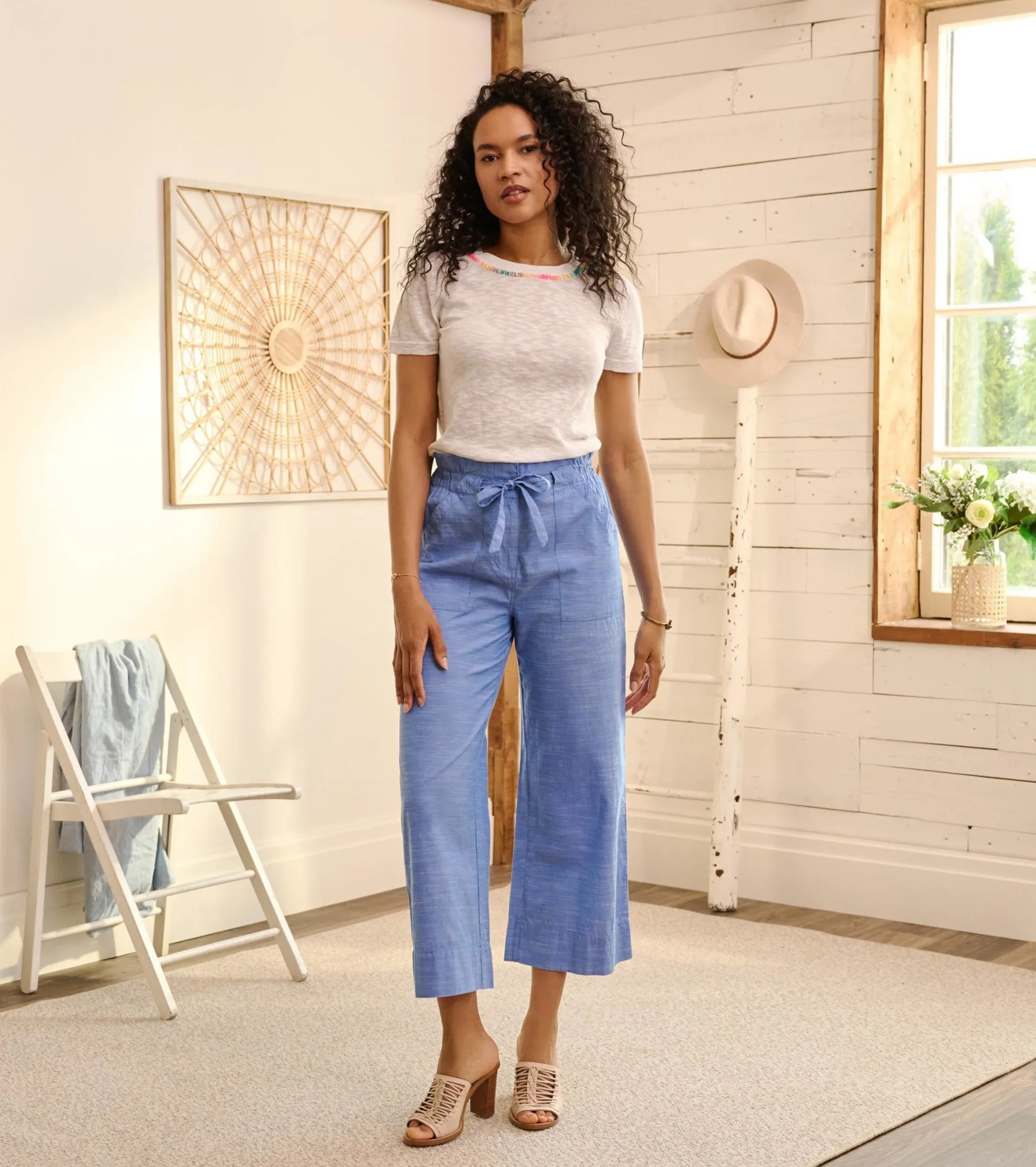 Clearance Tie Front Pants - Chambray Women Bottoms