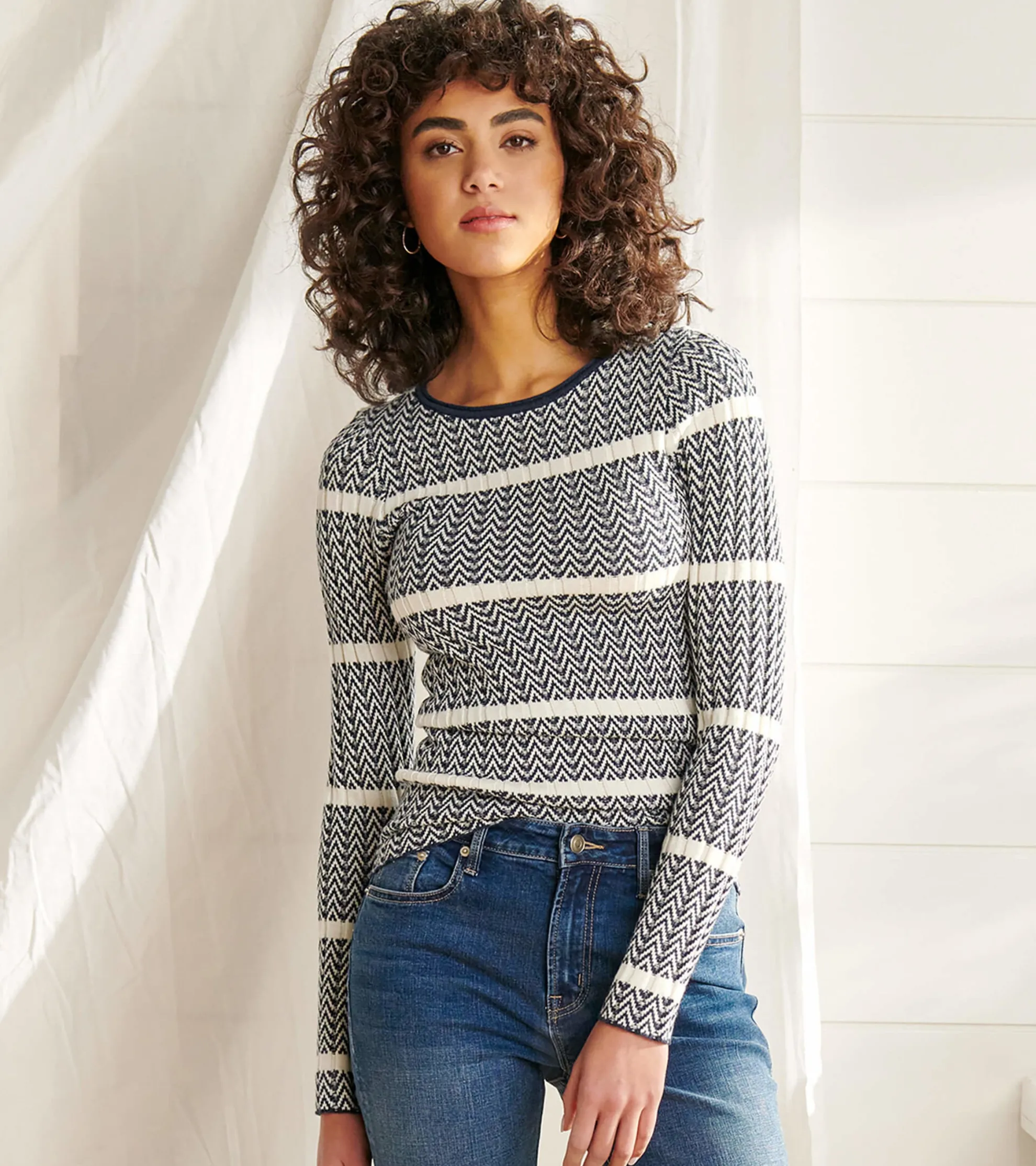 Outlet Zig Zag Sweater - Maritime Women Tops